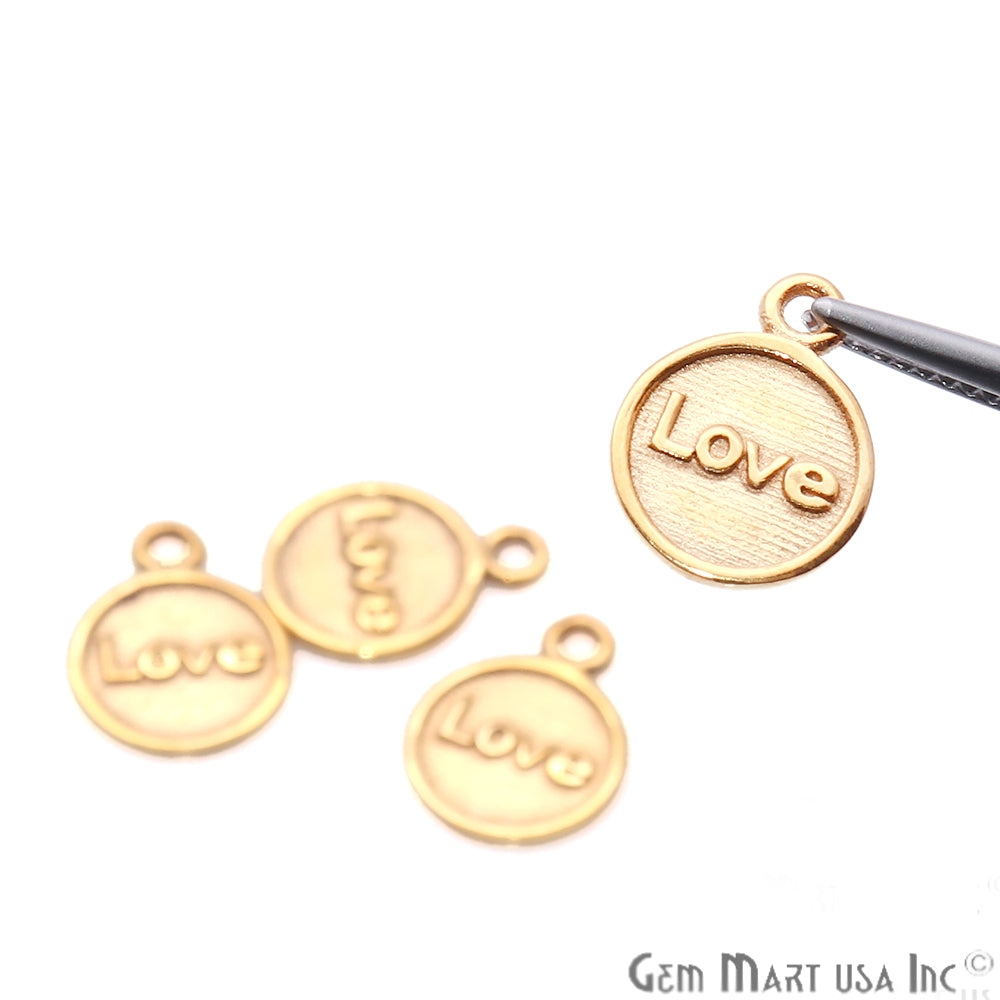 Love Print Round Shape Gold Plated Finding Connector - GemMartUSA