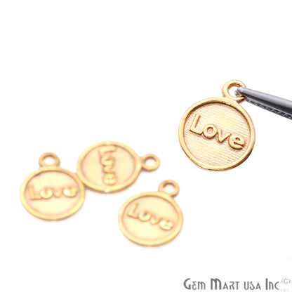 Love Print Round Shape Gold Plated Finding Connector - GemMartUSA
