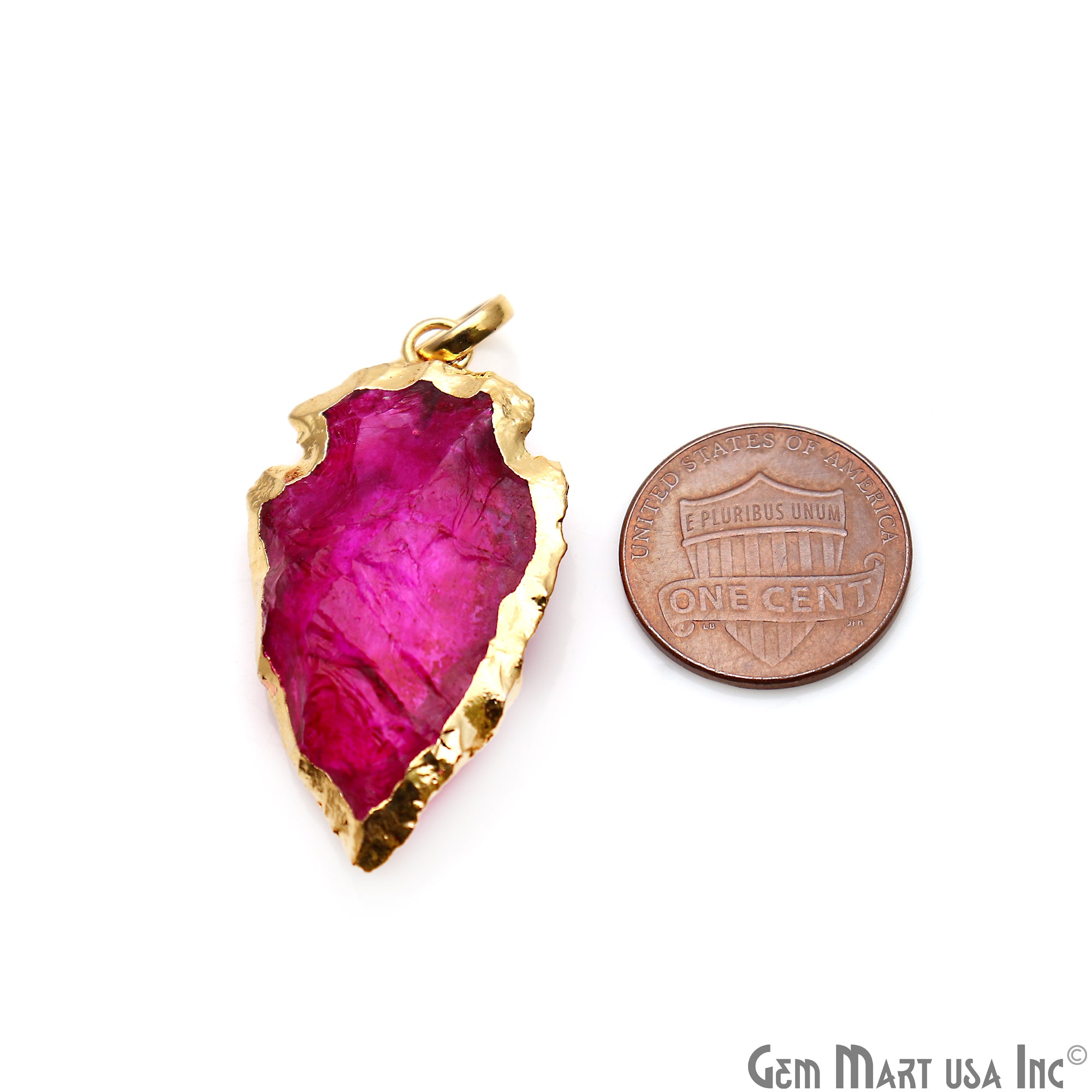 Pink Arrow Head Pendant Gold Electroplated 41x24mm - GemMartUSA