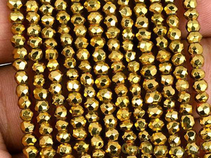 Yellow Pyrite Rondelle Micro Faceted 3-4mm 13Inch Length AAAmazing quality 100 Percent Natural (RLYP-70002) (762894516271)