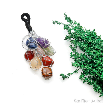 7 Chakra Car Hanger Wire Wrapped Tumbled Cage Sun Catcher car hanger