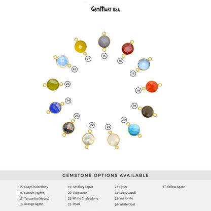 Round 12mm Double Bail Gold Bezel Gemstone Connector
