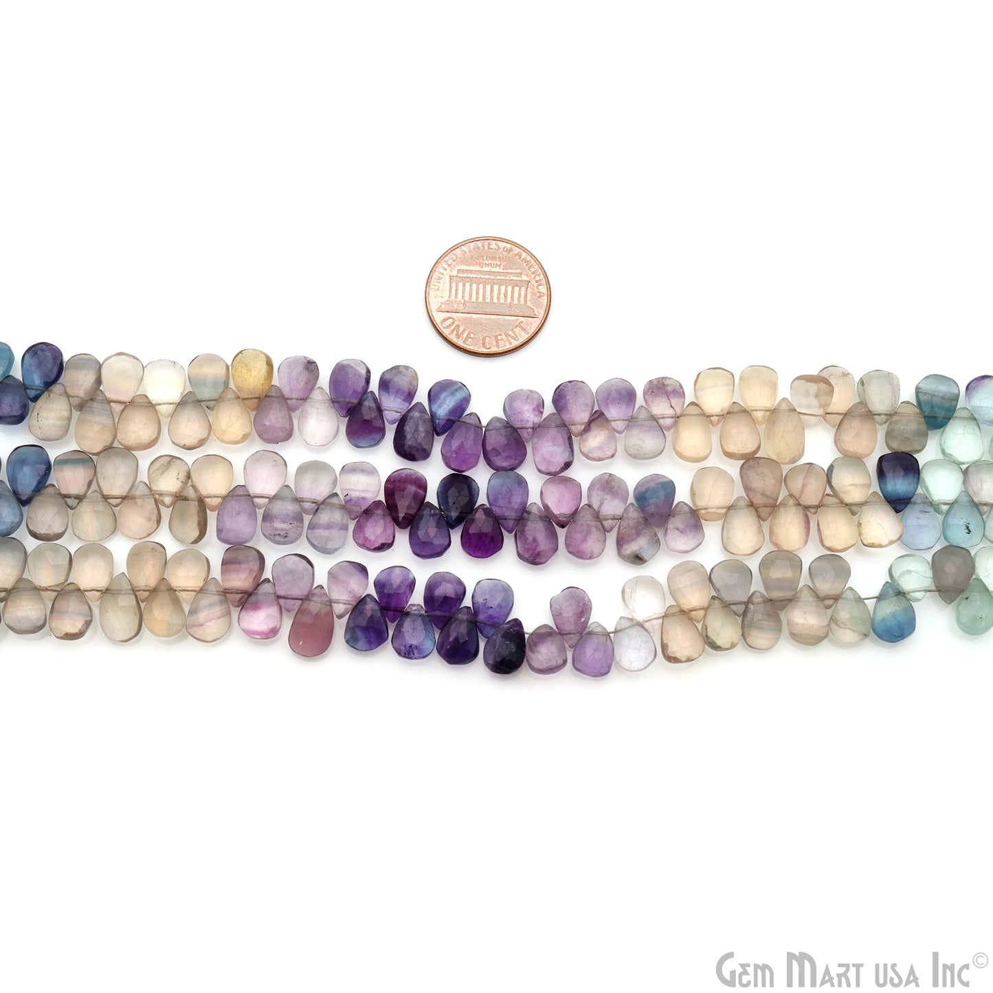 Fluorite Pears Beads, 8 Inch Gemstone Strands, Drilled Strung Briolette Beads, Pears Shape, 9x7mm