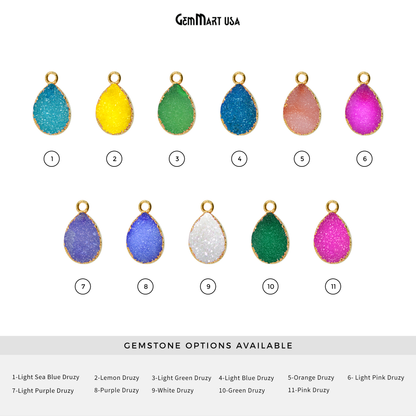 Gold Electroplated 13x18mm Pears Single Bail Druzy Gemstone Connector
