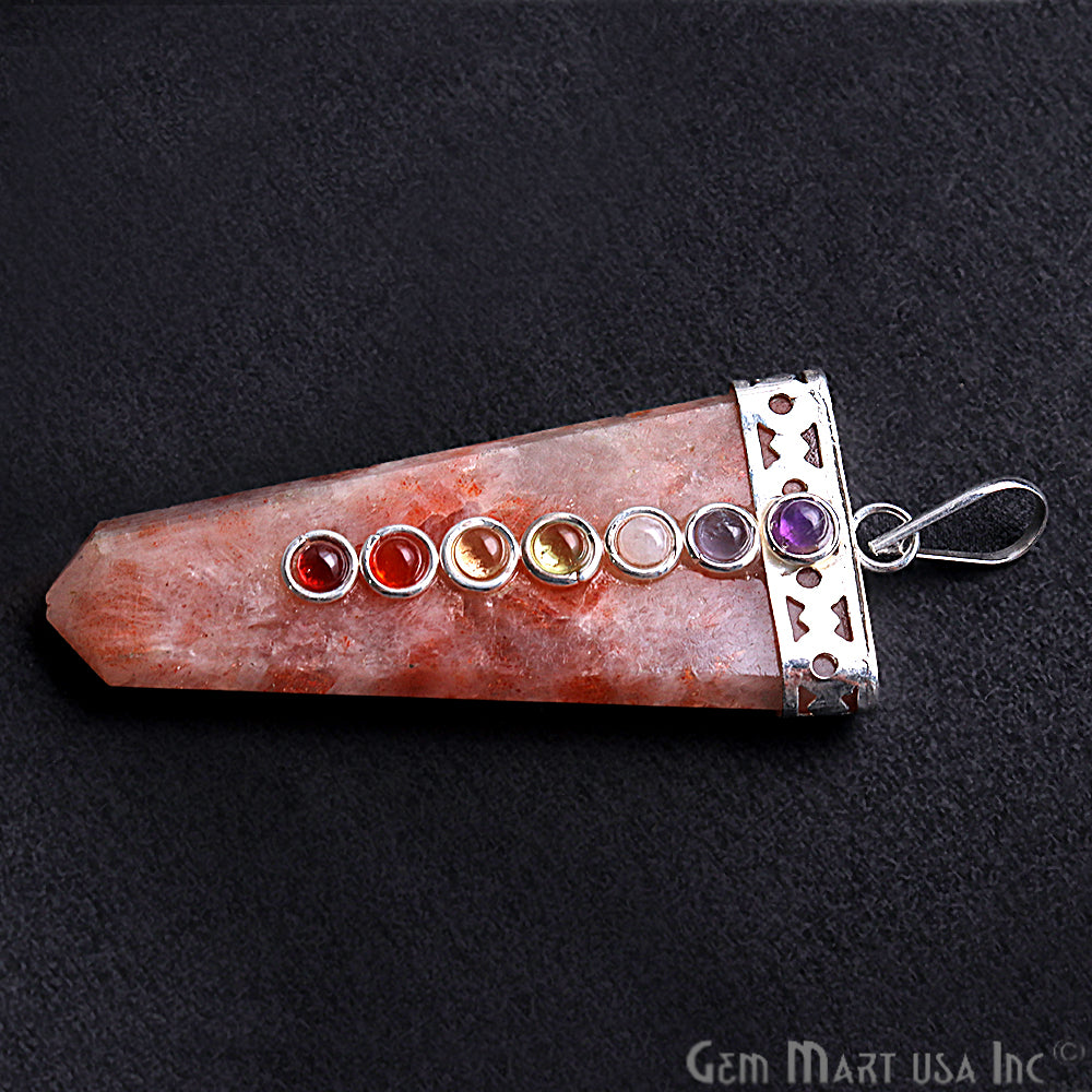 DIY 7 Chakra Healing Gemstone Silver 60x20mm Terminated Pendant (Pick Stone) - GemMartUSA