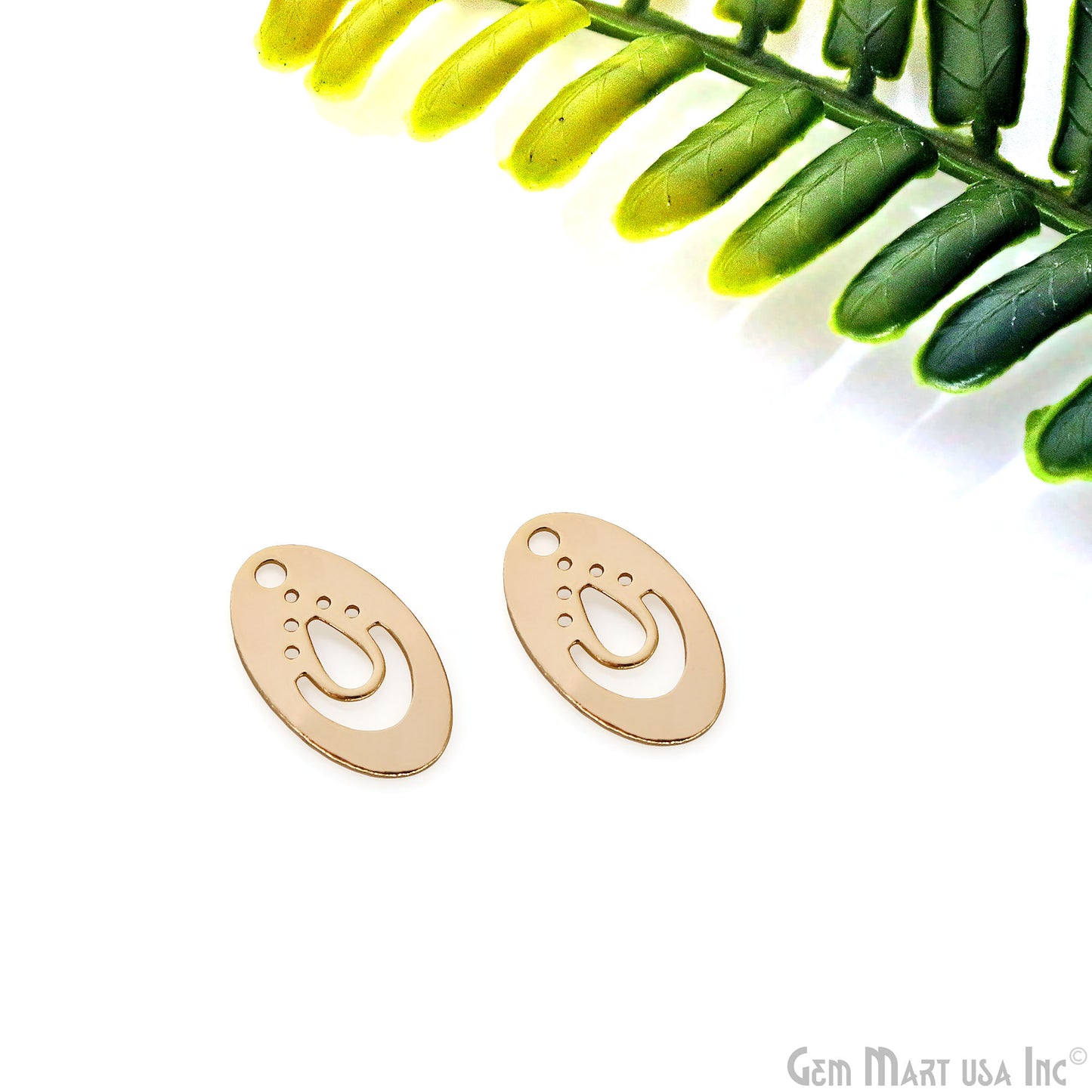 Oval Shape Charm Laser Finding Gold Plated 10.4x18mm Charm For Bracelets & Pendants