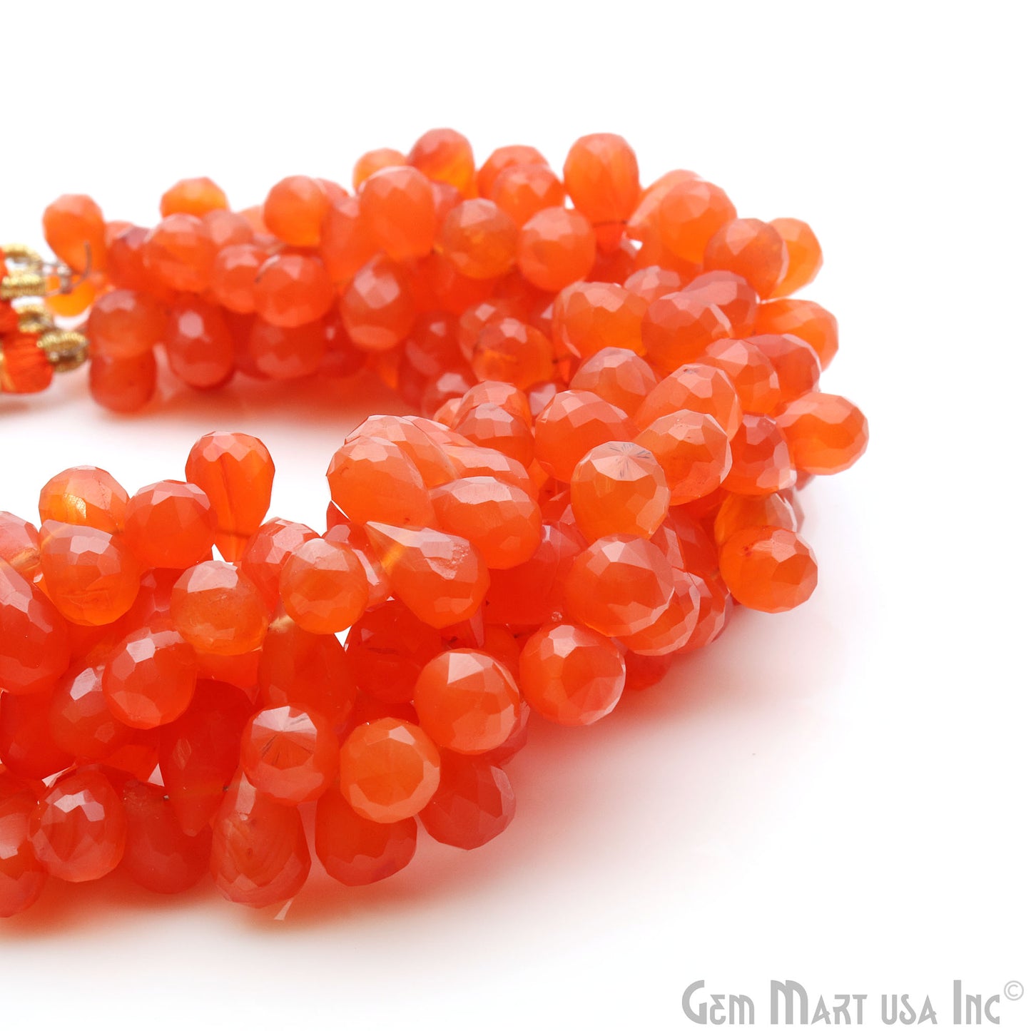 Carnelian Drop Faceted Gemstone Bead 6x10mm Rondelle Bead Strand - GemMartUSA