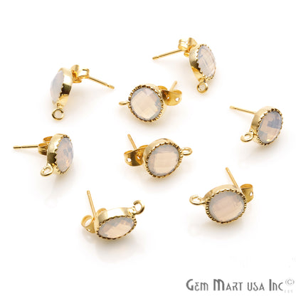 DIY Round 13x9mm Gold Bail Gemstone stud Earring (Pick Your Gemstone) - GemMartUSA