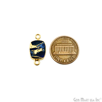 Mohave Octagon 10x12mm Double Bail Gold Electroplated Gemstone Connector