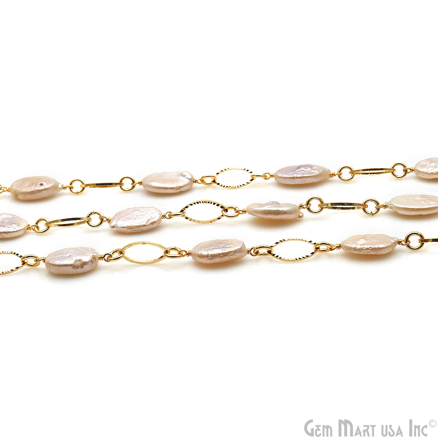 Pearl With Gold Marquise Finding Rosary Chain