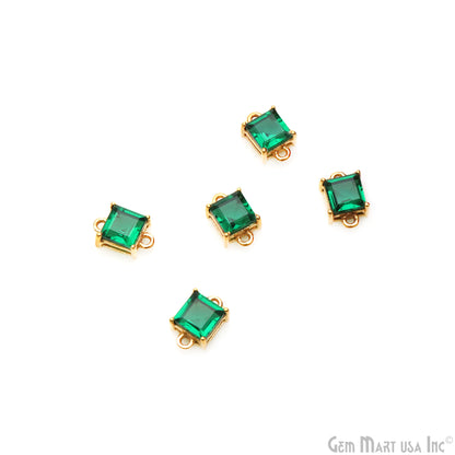 Faceted Square 6mm Prong Gold Plated Double Bail Connector