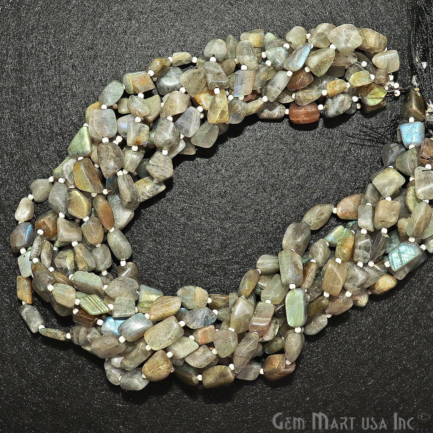 Labradorite Free Form 10x7mm Tumble Beads Gemstone Strands - GemMartUSA