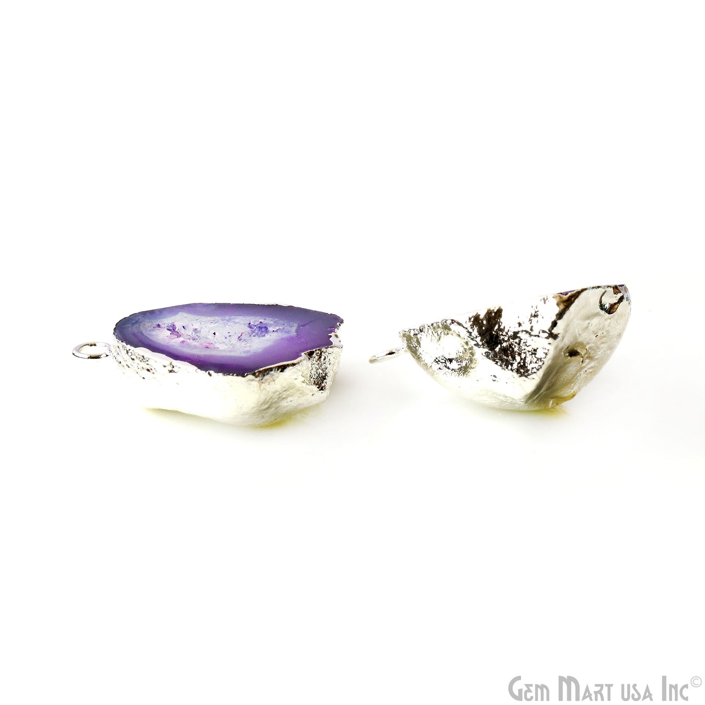 Geode Druzy 23x31mm Organic Silver Electroplated Single Bail Gemstone Earring Connector 1 Pair