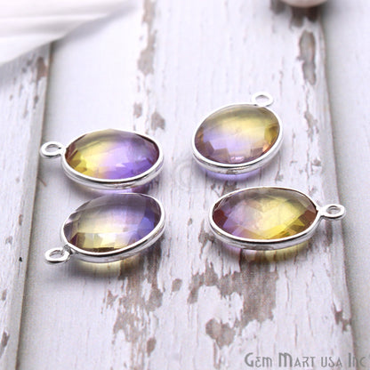 Doublet Aura Quartz 10x12mm Oval Connector (Pick Color,Plating,Bail) - GemMartUSA