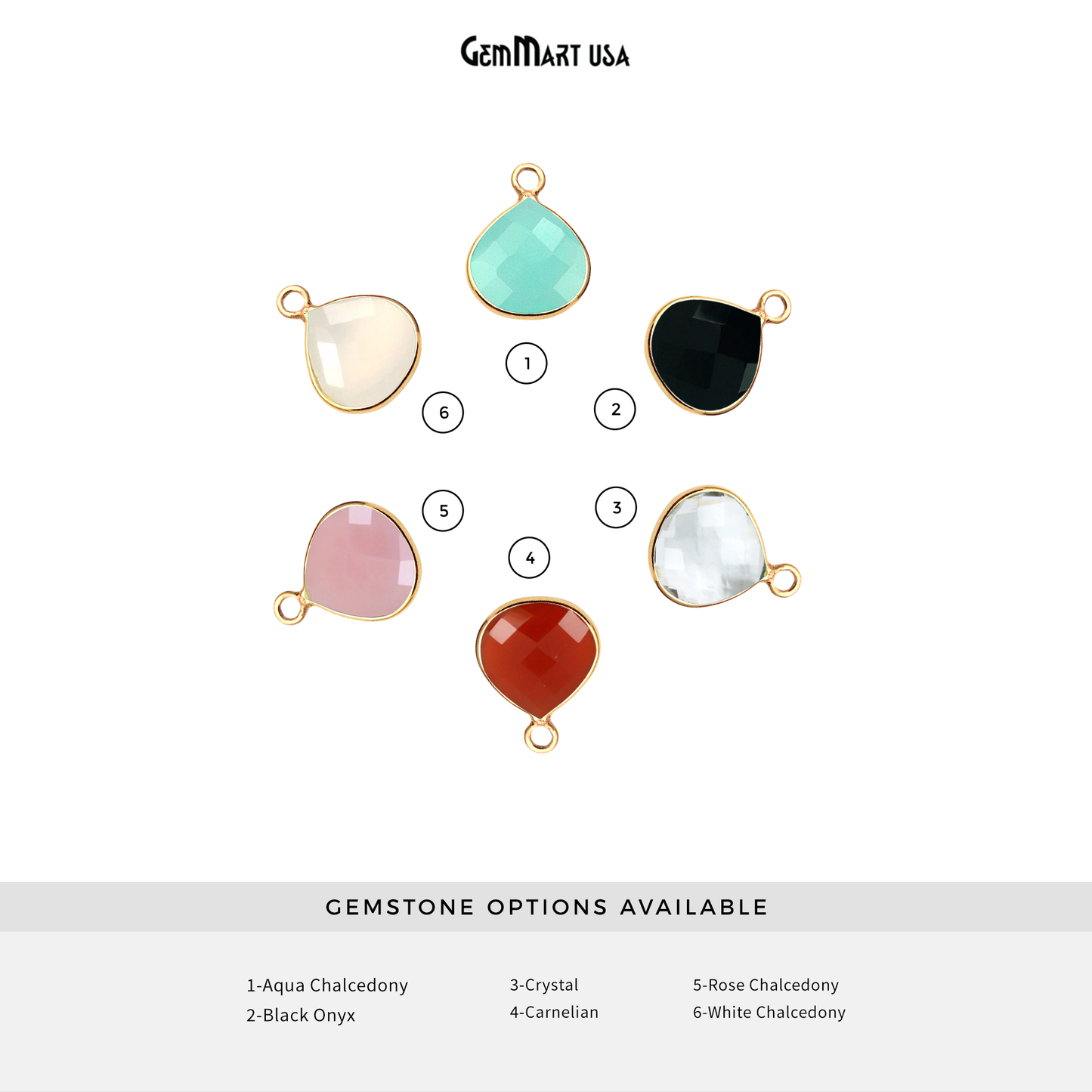 Heart 16mm Single Point Bail Gold Bezel Gemstone Connector