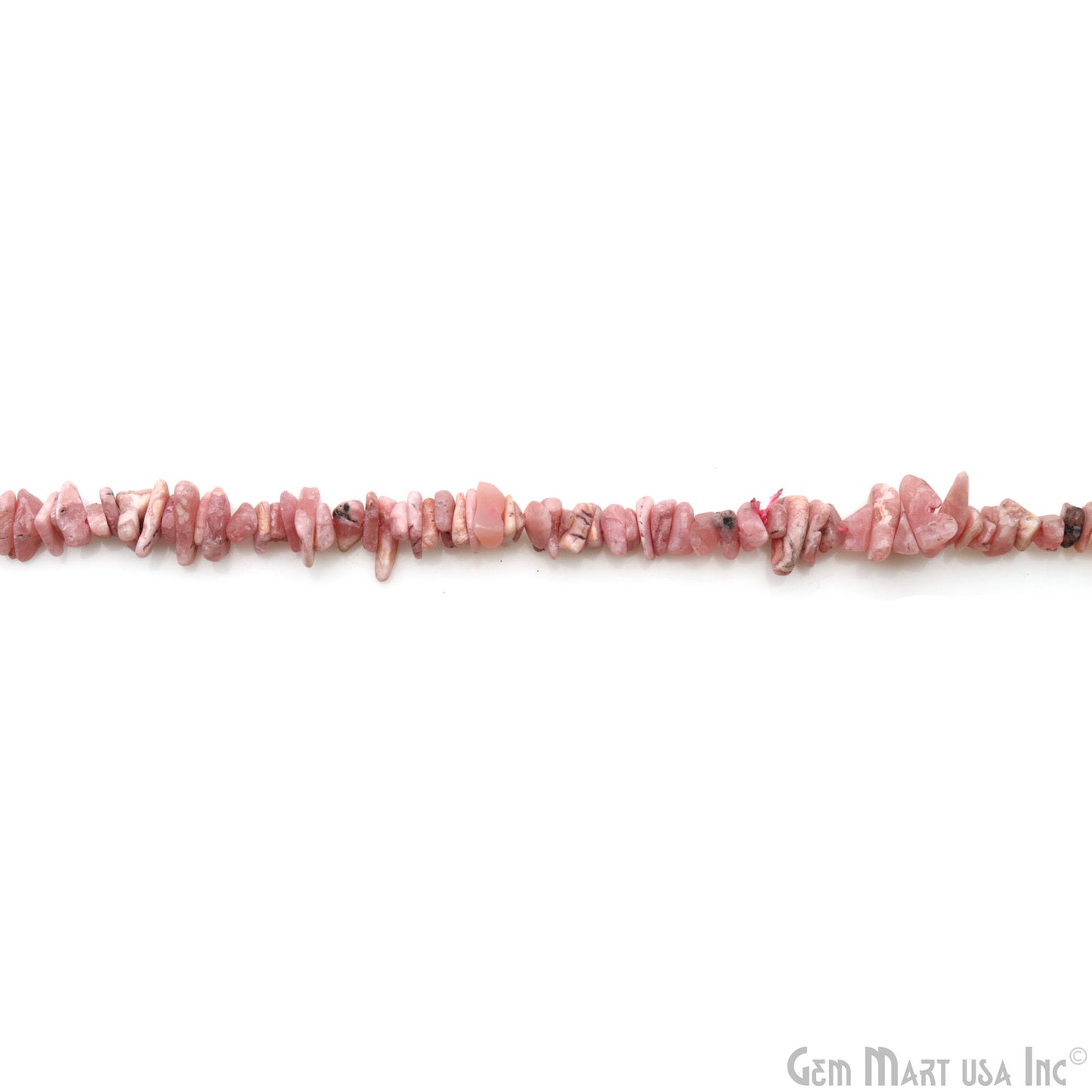 Rhodochrosite Chip Beads, 34 Inch, Natural Chip Strands, Drilled Strung Nugget Beads, 3-7mm, Polished, GemMartUSA (CHRS-70001)