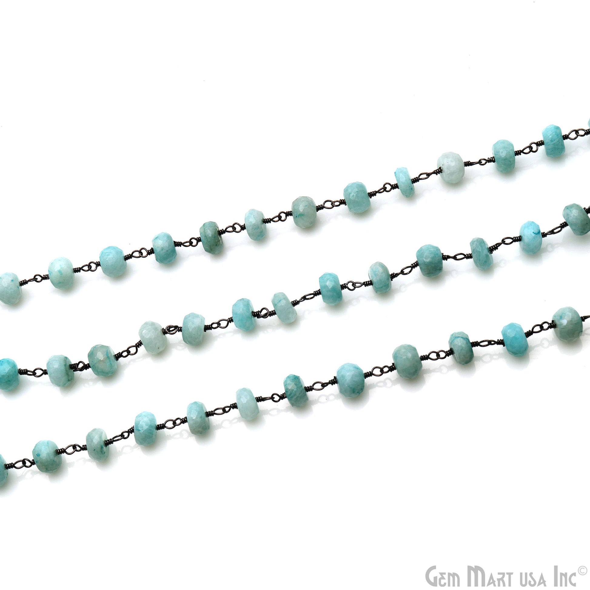 Amazonite Oxidized Wire Wrapped Rondelle Beads Chain (762817740847)