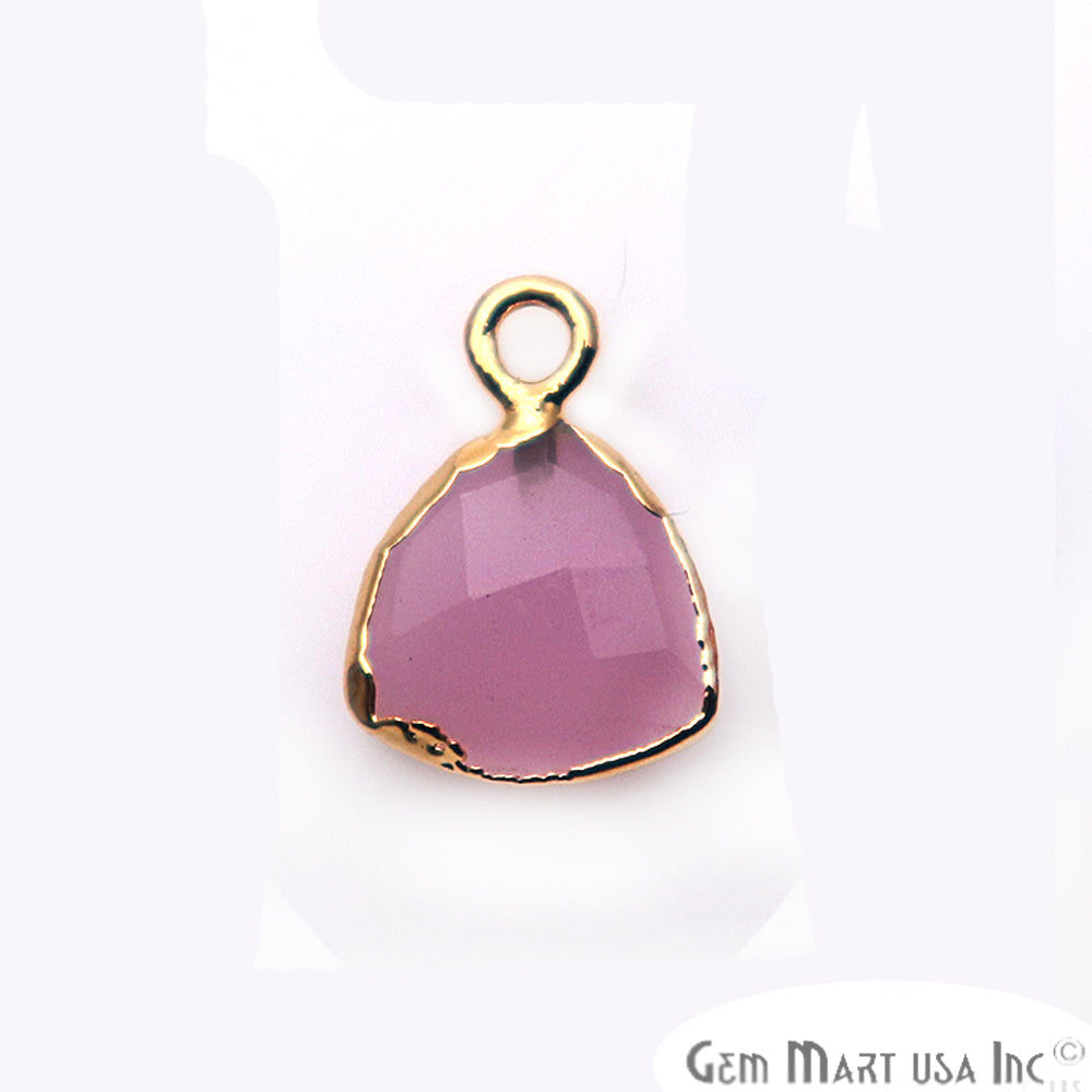 Rose Chalcedony 10mm Trillion Gold Electroplated Single Bail Gemstone Connector - GemMartUSA