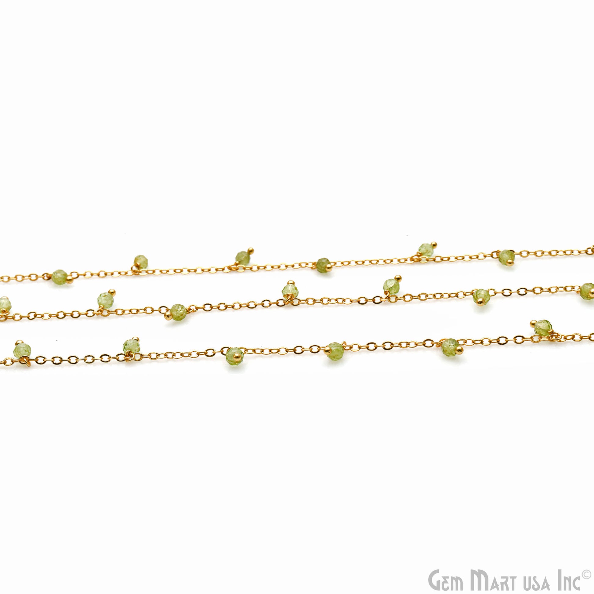 Peridot Faceted Beads Gold Wire Wrapped Cluster Rosary Chain (763770994735)