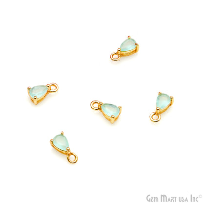 Faceted Pears 5x3mm Prong Gold Plated Single Bail Connector