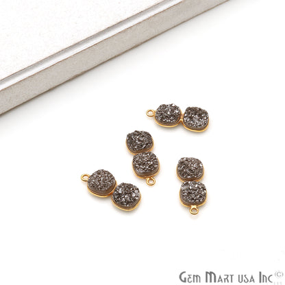 DIY Cushion Druzy Component 22x9mm Gold Plated Gemstone Connector (Pick Color) - GemMartUSA
