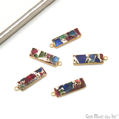Mohave Turquoise Rectangle 25x8mm Gold Electroplated Single Bail Connector