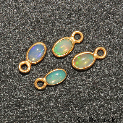 Opal Cabochon Oval 4x3mm Gold Plated Single Bail Gemstone Connector - GemMartUSA