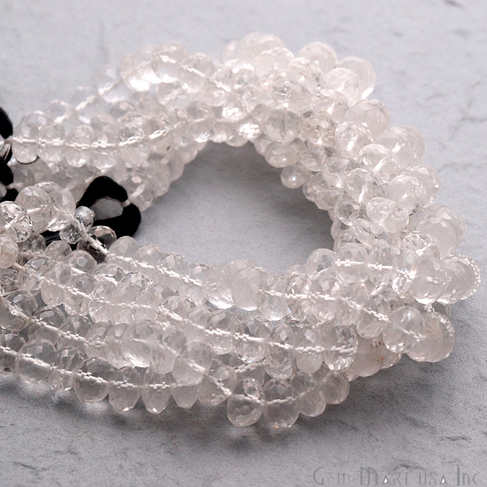 Crystal Faceted Round Shape 7-8mm Gemstone Rondelle Beads - GemmartUSA