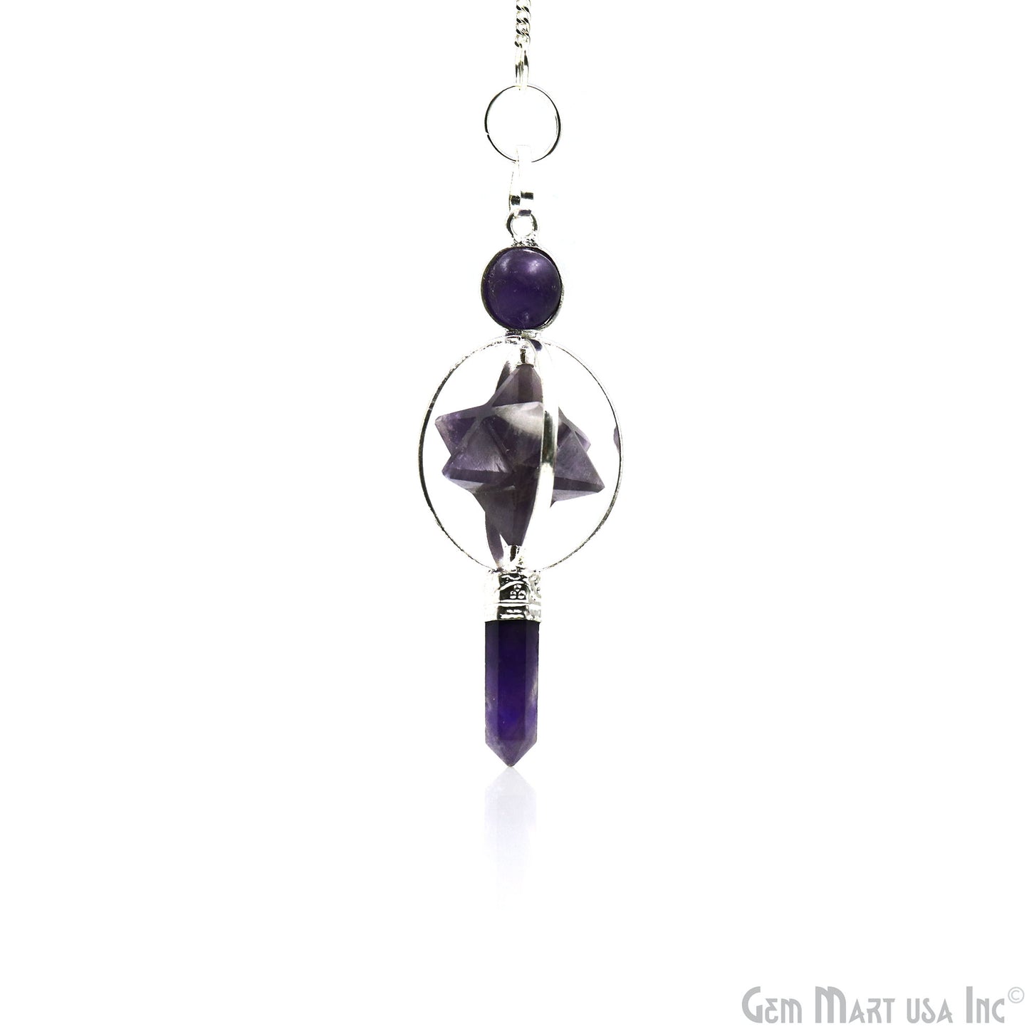 Amethyst Meditation Tool, Crystal Pointed Merkaba Dowsing Pendulum Reiki Healing, Crystal Point