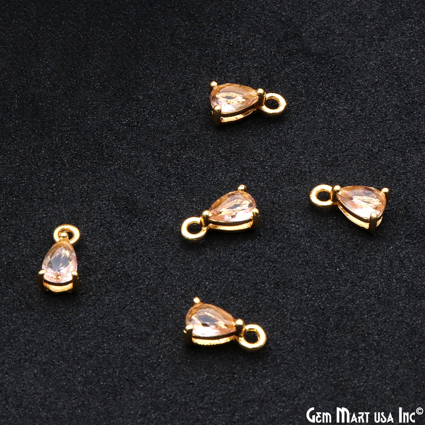 Faceted Pears 5x3mm Prong Gold Plated Single Bail Connector