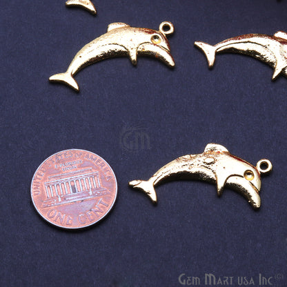 Dolphin Fish 28x10mm Chandelier Finding Charm Connector (Pick Your Metal) - GemMartUSA