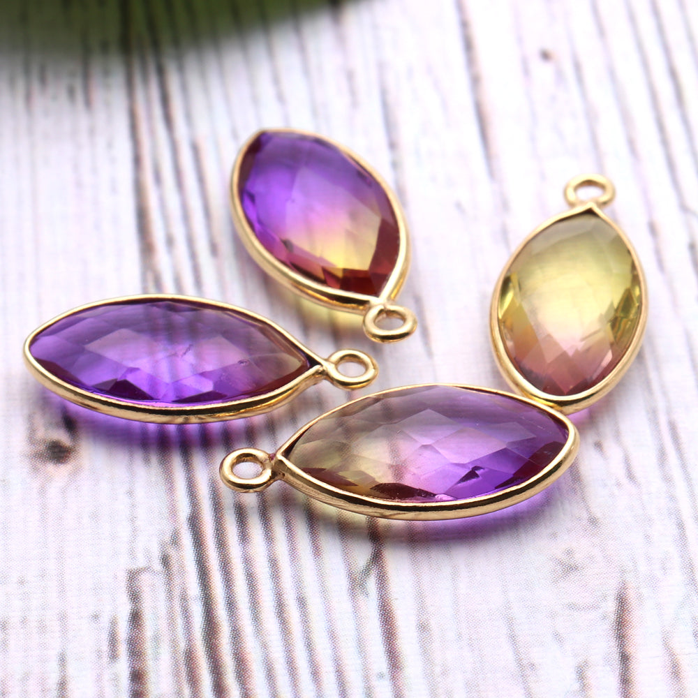 Doublet Aura Quartz 8x16mm Marquise Connector (Pick Color, Plating, Bail) - GemMartUSA