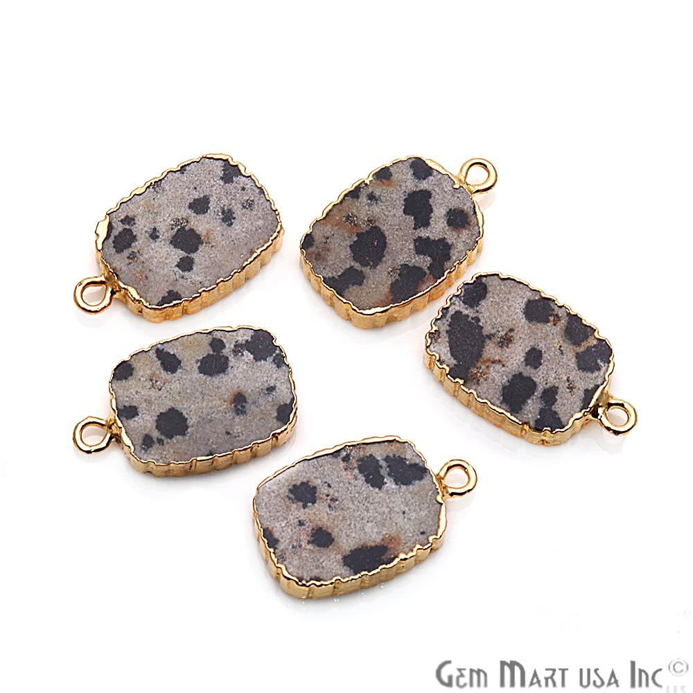 Octagon 12x16mm Gemstone Zig Zag Gold Edged Single Bail Connector