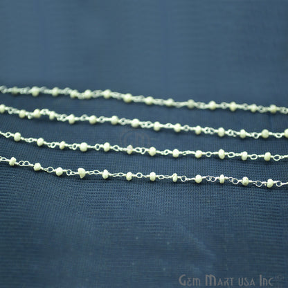 Howlite Faceted Silver Plated Wire Wrapped Beads Rosary Chain (763850293295)