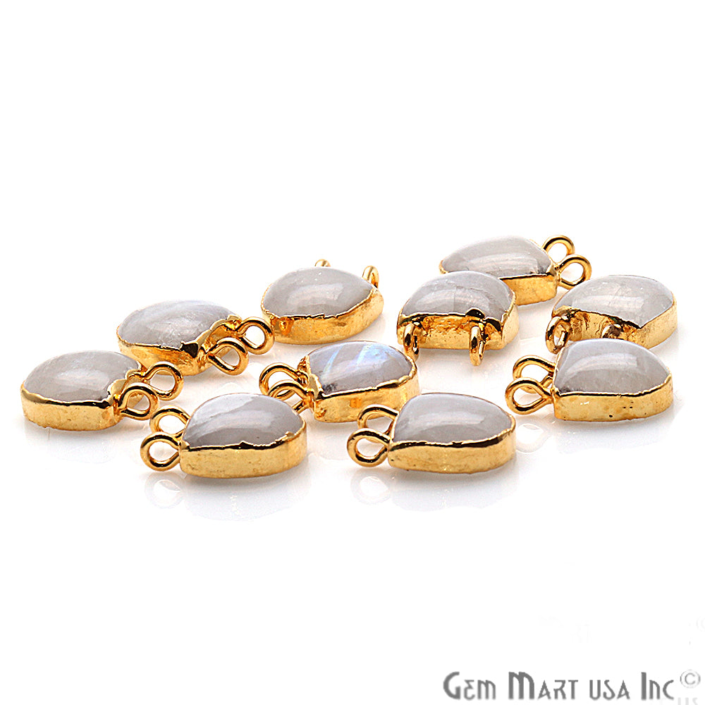 Rainbow Moonstone 12x10mm Gold Edged Gemstone Connector - GemMartUSA