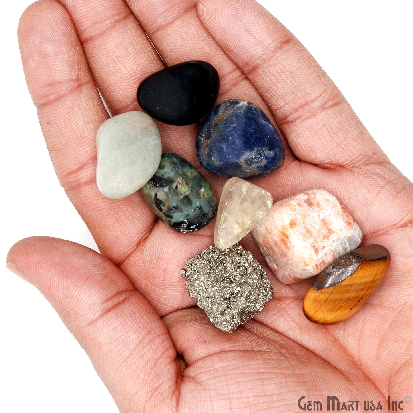 8pc Lot Tumble Stone, Multi Color Beautiful Seven Stone Set, Reiki stones, Healing crystal, 1 Rough Stone , 26X18MM