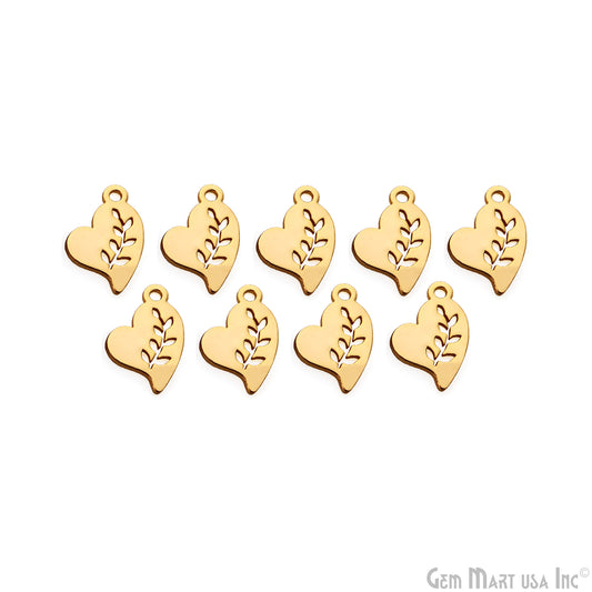 Leaf Shape Charm Laser Finding Gold Plated 14x14mm Charm For Bracelets & Pendants