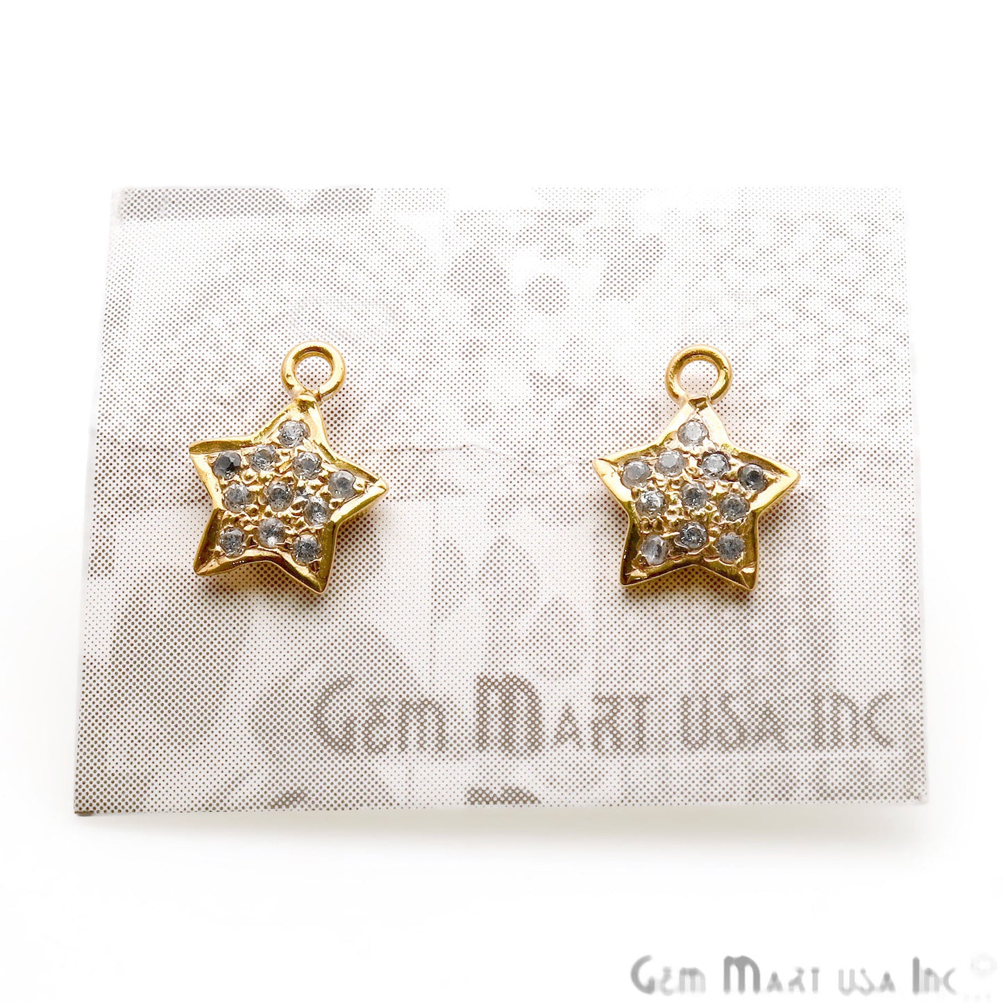 DIY Star Shape Cubic Zircon 12x9mm Gold Plated Single Bail Stud Earring - GemMartUSA