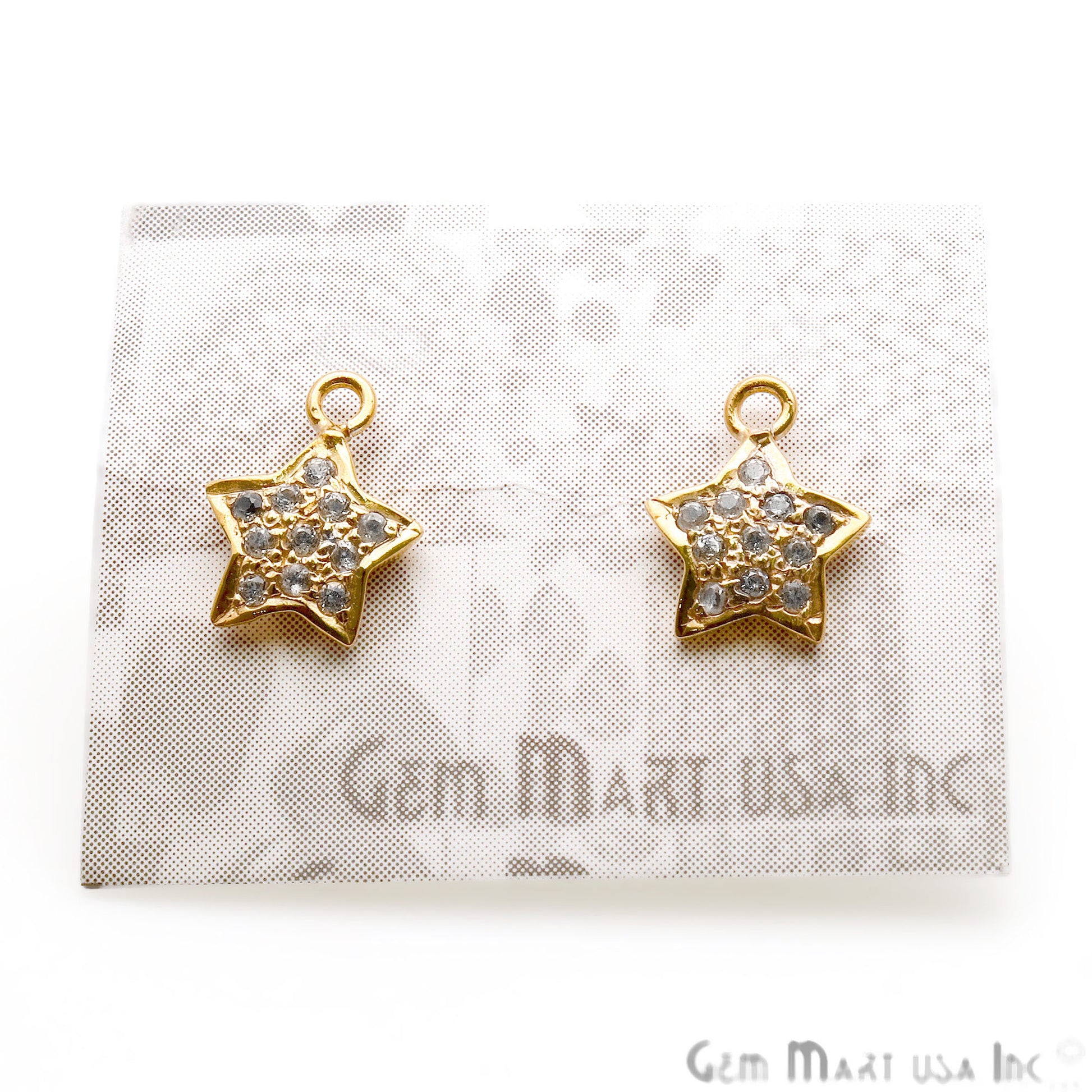 DIY Star Shape Cubic Zircon 12x9mm Gold Plated Single Bail Stud Earring - GemMartUSA