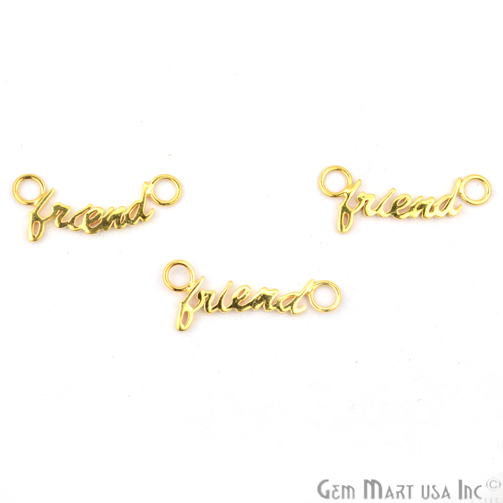 FRIEND Letter Gold Vermeil Charm for Bracelet Pendants & Necklace - GemmartUSA