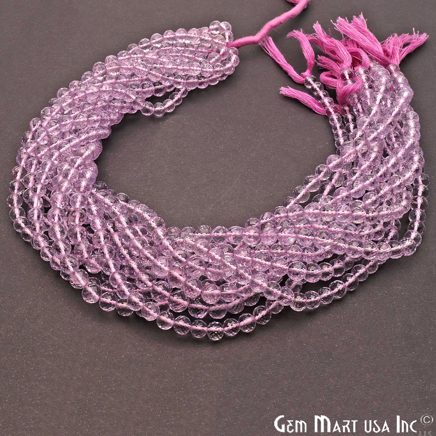 Pink Amethyst Round 6-7mm Crafting Beads Gemstone Strands 14INCH - GemMartUSA