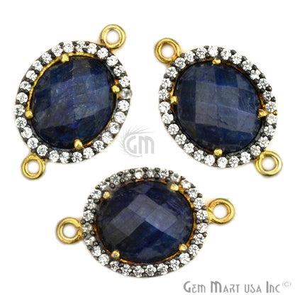 Gemstone 10x12mm Oval Shape Cubic Zirconia Prong Setting Gold Connector (Pick Your Gemstone) - GemmartUSA