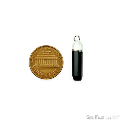 Single Point 25x7mm Silver Electroplated Gemstone Connector