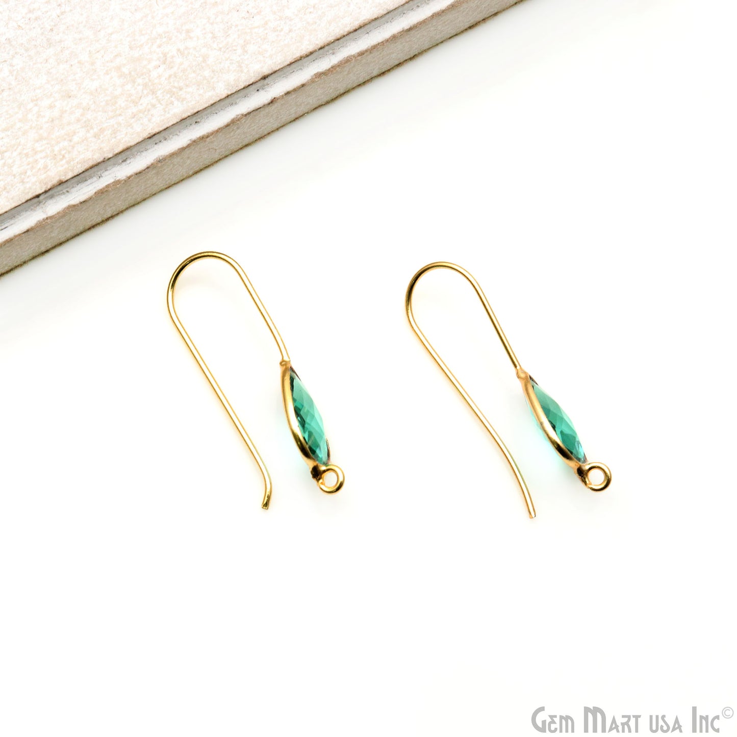 Pear Shape 31x9mm Gemstone Connector Hook Earrings