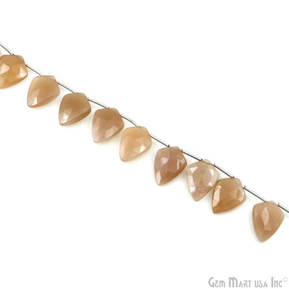 Peach Moonstone Kite Beads, 6 Inch Gemstone Strands, Drilled Strung Briolette Beads, Kite Shape, 16x12mm