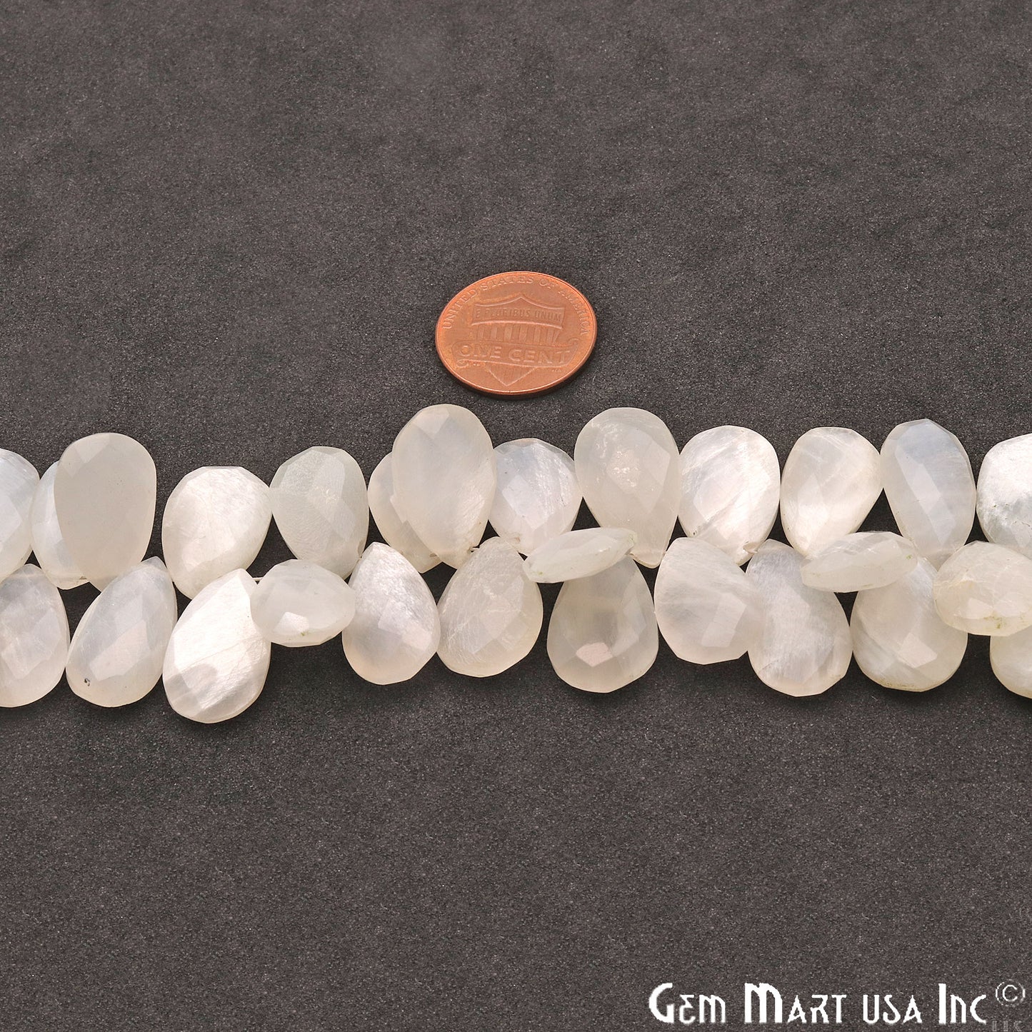 Rainbow Moonstone Pears Shape 18x11mm Briolette Beads, Rondelle Beads 9 Inch Length - GemMartUSA