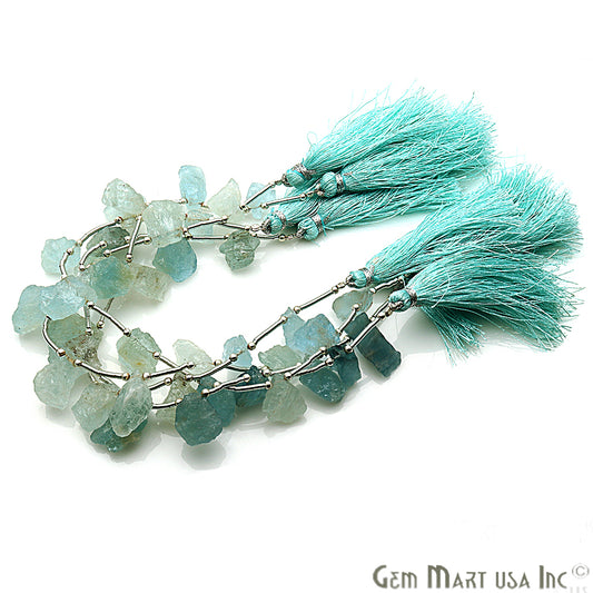 Rough Gemstone Beaded Bracelet Handmade Silver Wire Rondelle (Pick Stone) - GemmartUSA