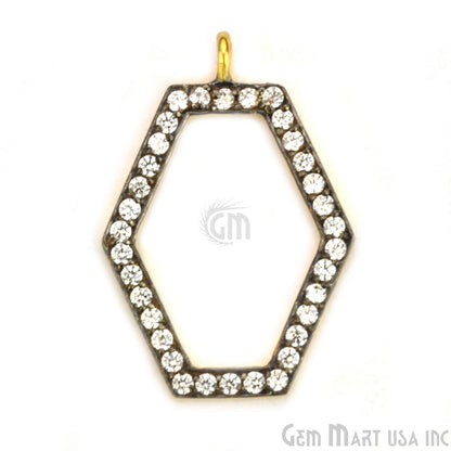 Hexagon' CZ Pave Gold Vermeil Charm for Bracelet & Pendants - GemmartUSA
