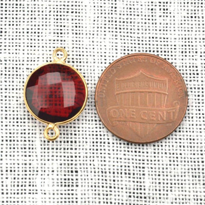 Round 12mm Double Bail Gold Bezel Gemstone Connector