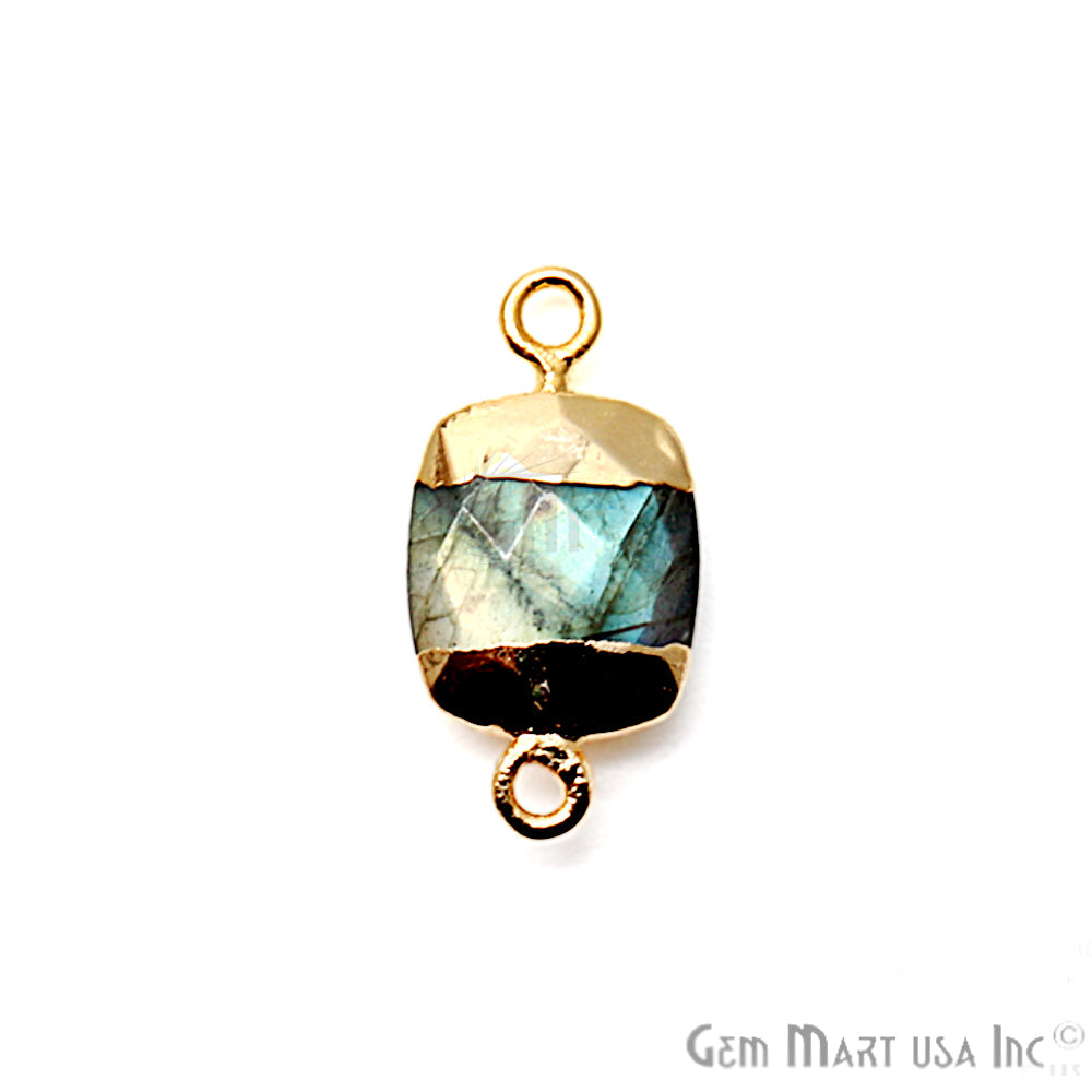 Labradorite 10x12mm Octagon Shape Gold Electroplated Gemstone Connector - GemMartUSA